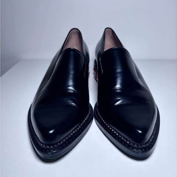 ✨SOLD Toga Pulla Black Leather Fur Stud Western Embellished Slip On Loafers Size - Picture 2 of 9